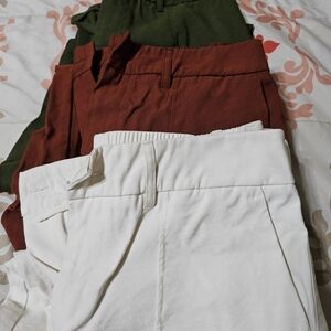 a new day Women's Capris Trio - Olive Green, Rust, White